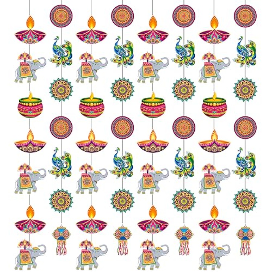 Lighting Decoration For Diwali - 8 ชิ้น ของตกแต่งแขวนสำหรับเทศกาลดีวาลี ของตกแต่งเทศกาลแสงสว่างอินเดีย ป้ายแขวน ดีวาลี