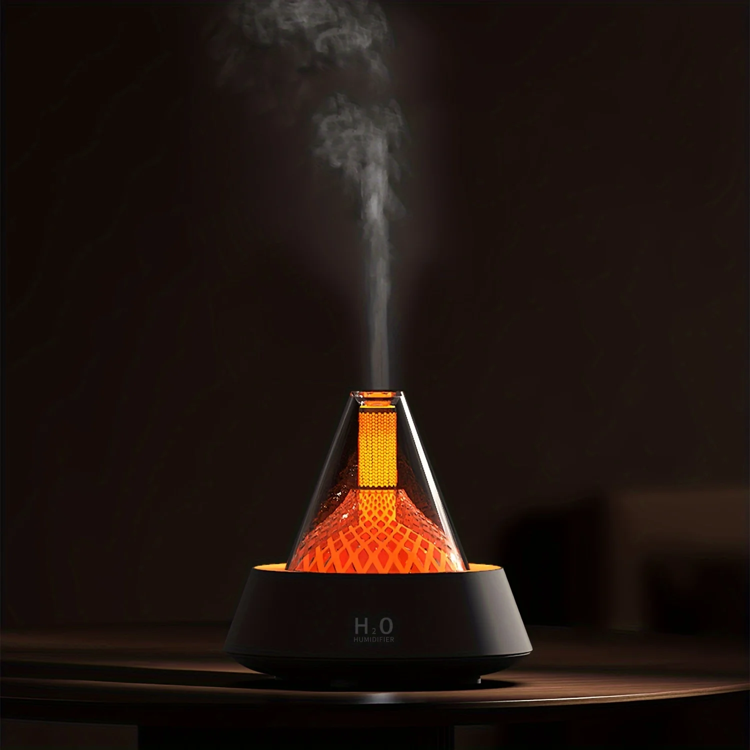 Lava Lamp Desktop - เครื่องเพิ่มความชื้นในอากาศแบบภูเขาไฟขนาดเล็กสำหรับตั้งโต๊ะ พร้อมไฟบรรยากาศหลากสีสำหรับบ้านและสำนักงาน