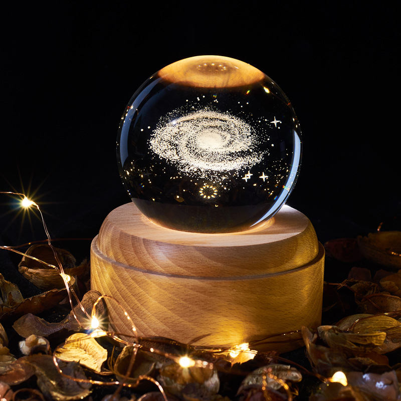 Lava Lamp Desktop - Crystal Ball Night Lightชาร์จUsbเด็กMoonโคมไฟเพลงกล่อง 3dโคมไฟจักรวาลGalaxy Earth