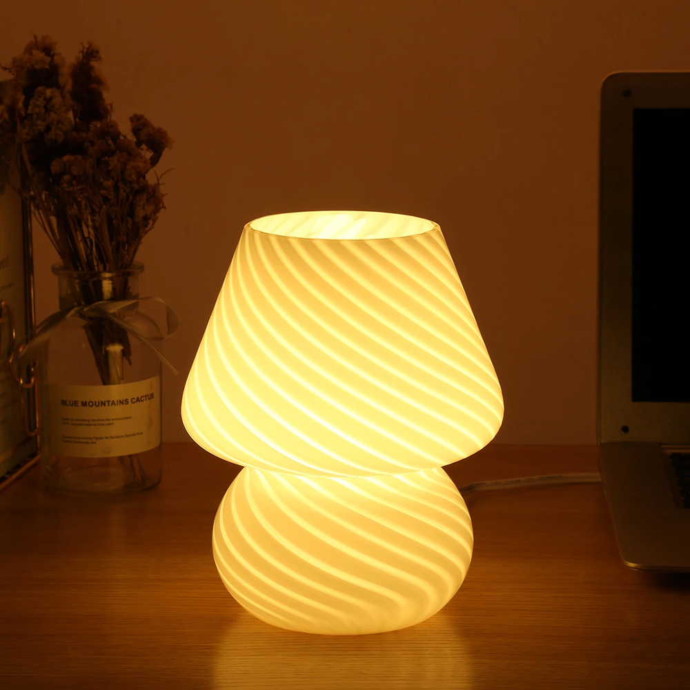 โคมไฟตั้งโต๊ะทรงเห็ดแก้วสำหรับ - Decor Lighting Cy บทวิจารณ์และราคา