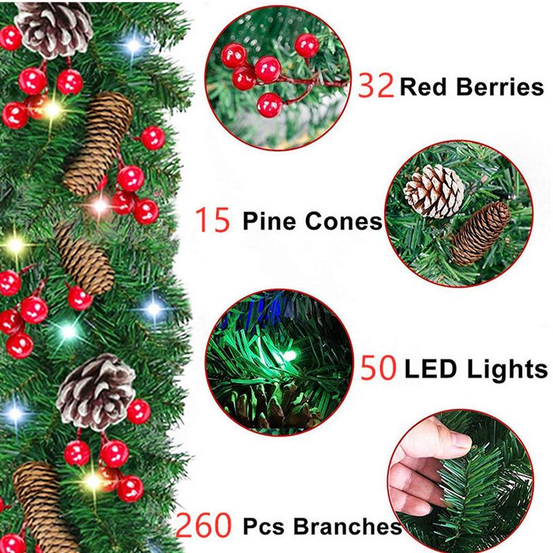 พวงมาลัยคริสต์มาสมีไฟ ตกแต่งหว - Lighting Decor Company บทวิจารณ์และราคา